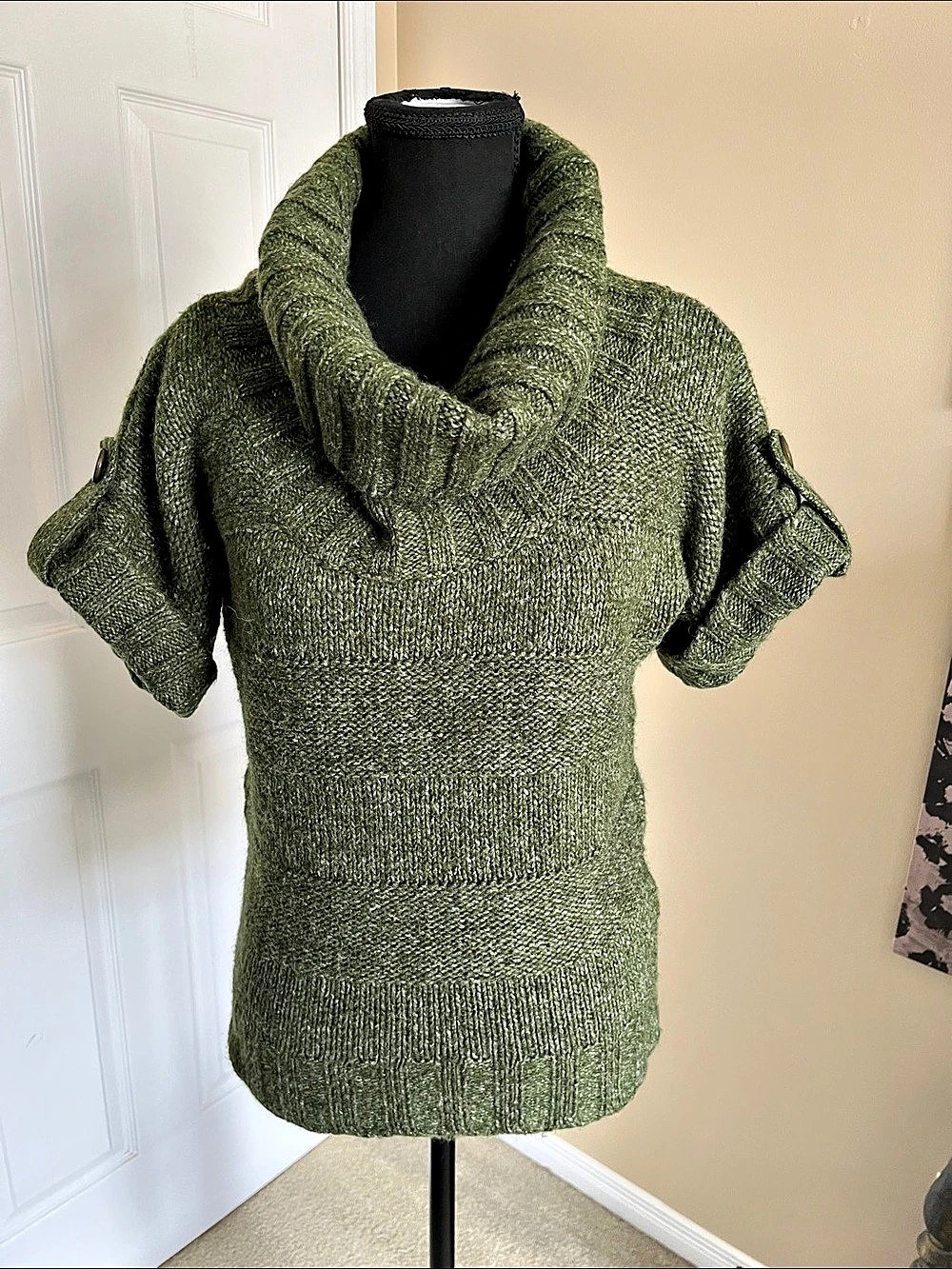 Twik Green Cowl Neck Sweater Size Small Like New